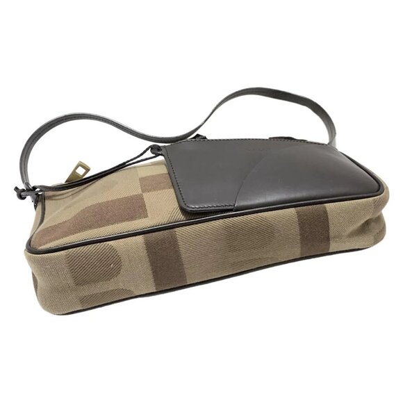 Auth BALLY - Dark Brown Beige Multi Jacquard Leather Shoulder Bag - Picture 5 of 8